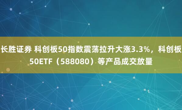 长胜证券 科创板50指数震荡拉升大涨3.3%，科创板50ETF（588080）等产品成交放量